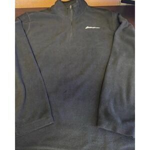 Eddie Bauer Sweater 1/4 Zip Pullover Sweater Men Size L Black Outdoor EUC A8